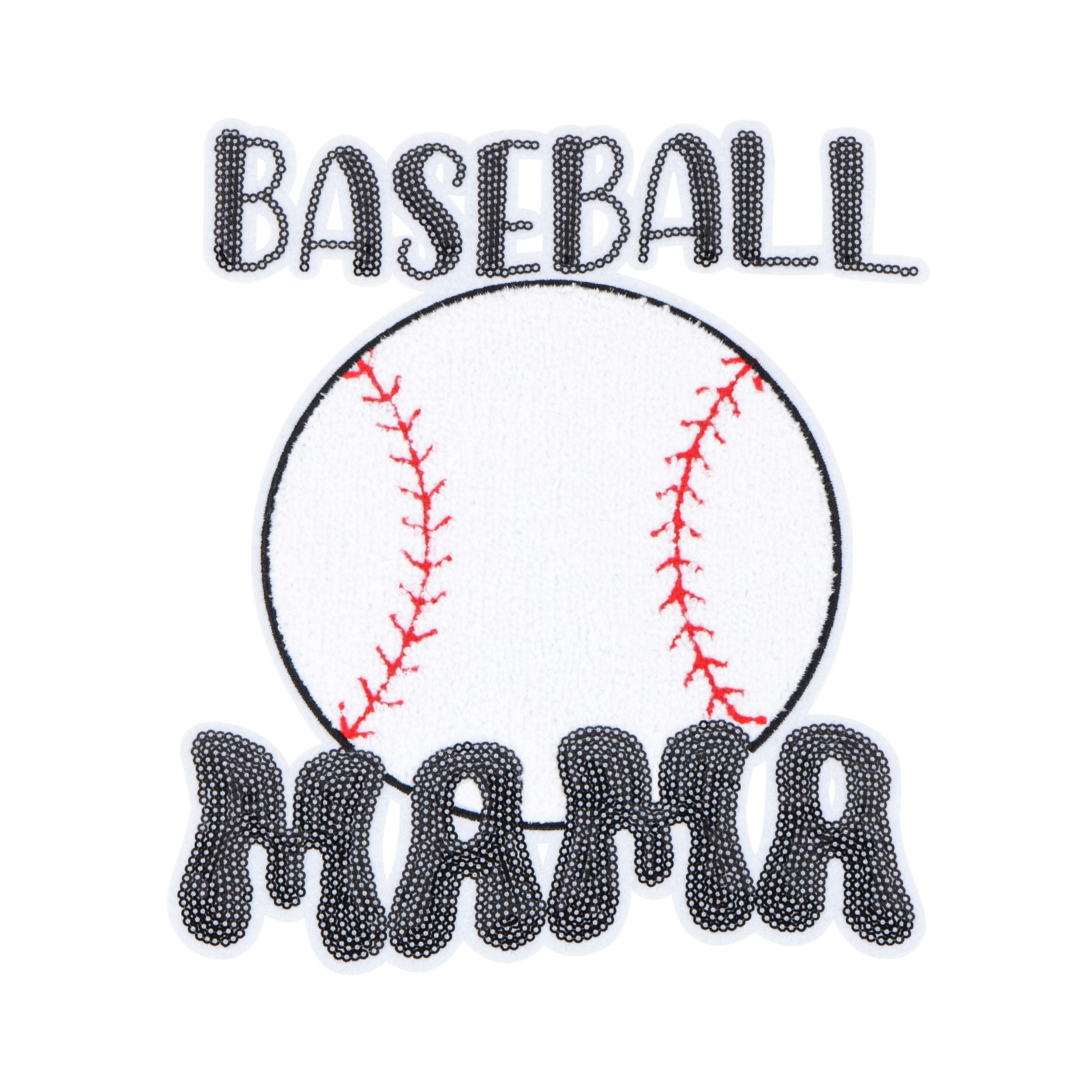Baseball Mama Sequin Iron On Patches Game Day Applique Large Patch Accessory Clothes Jacket Uniform Backpack DIY Decor