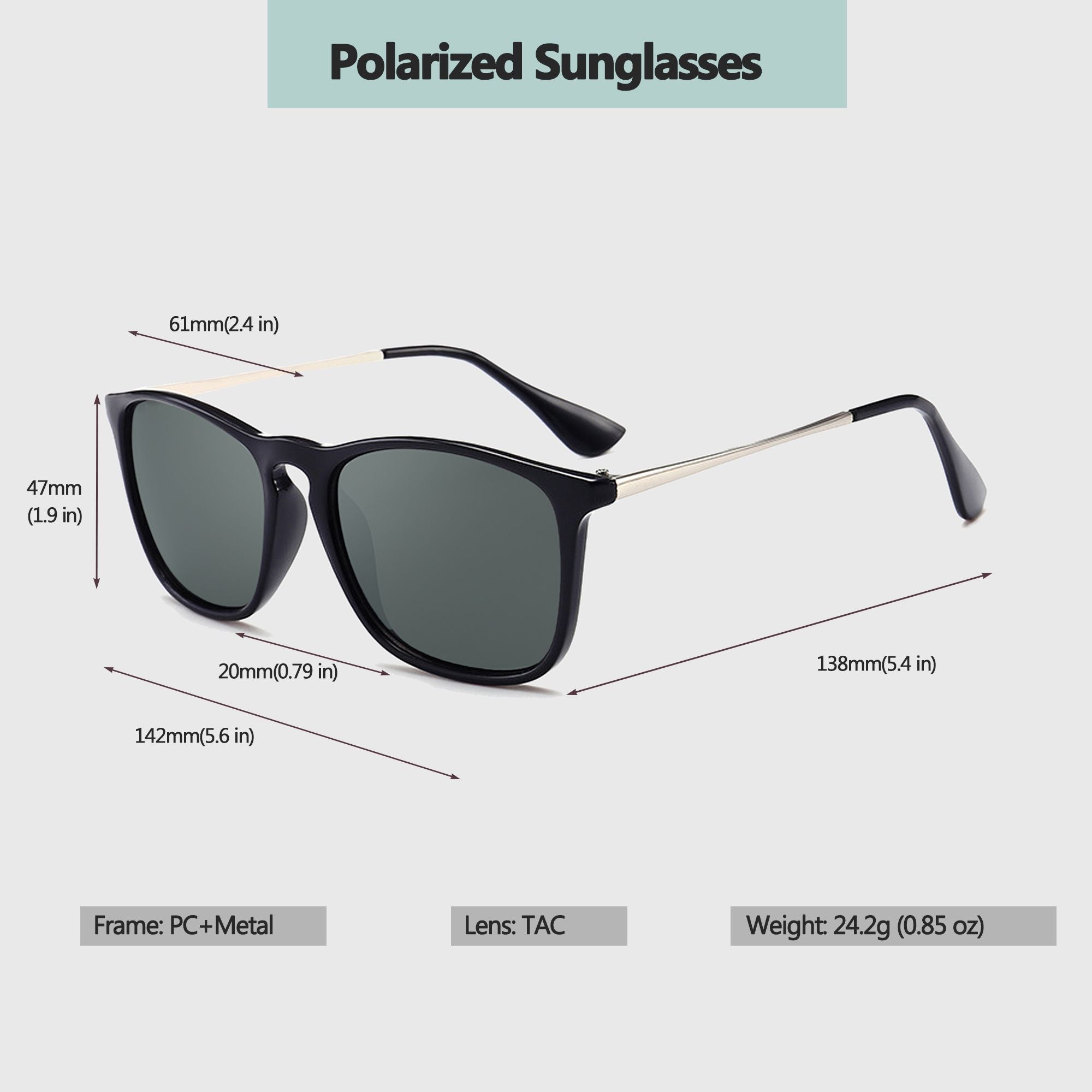 Anna-Kaci Women's Trendy Square Metal Arm Sunglasses