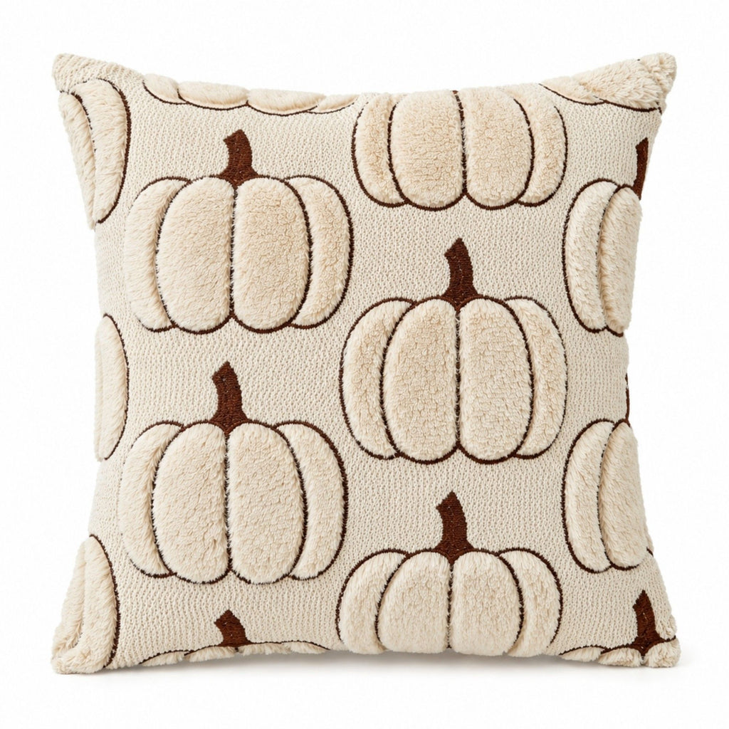 Plush Pumpkin Throw Pillow Cover Square Decorative Fall Cushion Cover
