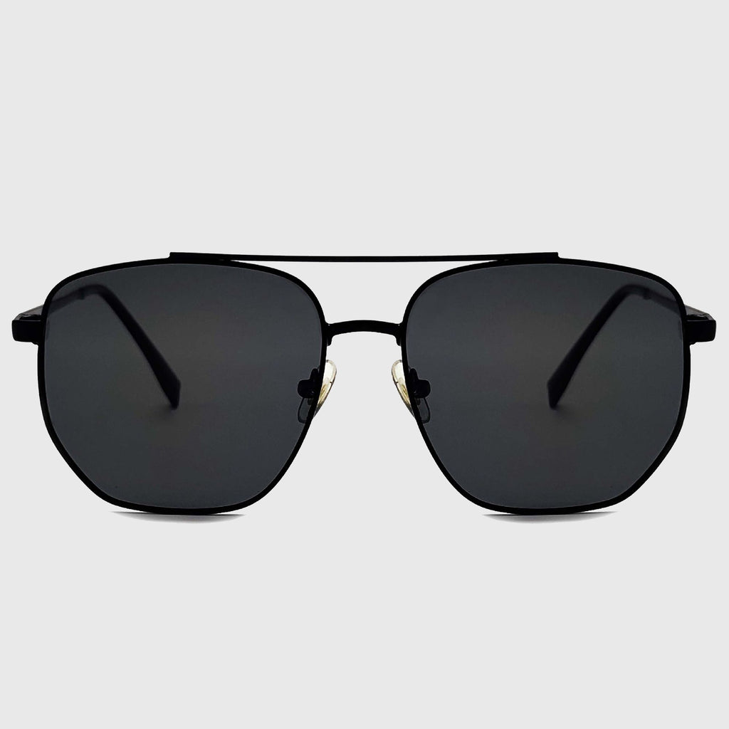 Anna-Kaci Women's Retro Square Aviator Sunglasses - Silver Frame with Black Lenses