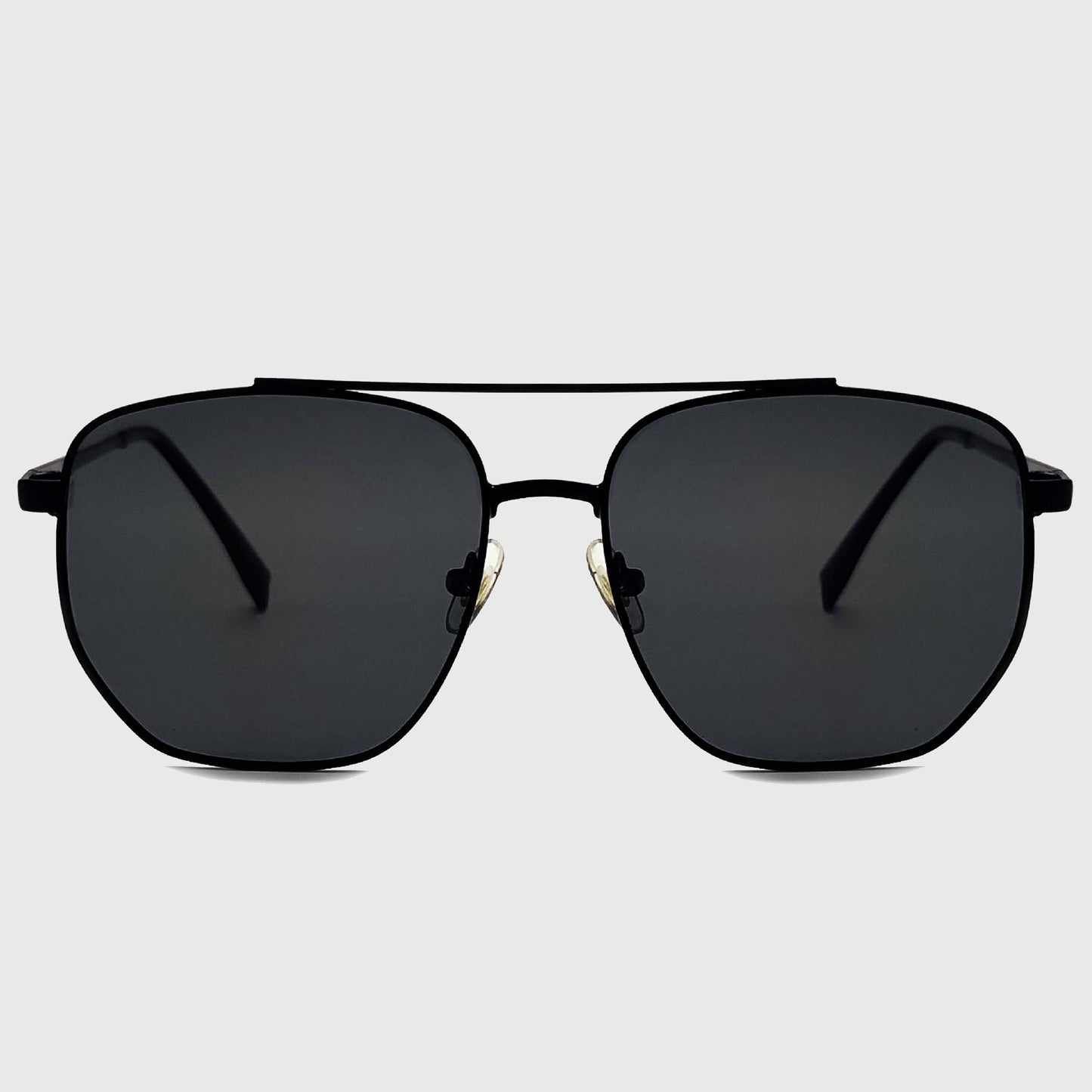 Anna-Kaci Women's Retro Square Aviator Sunglasses - Silver Frame with Black Lenses