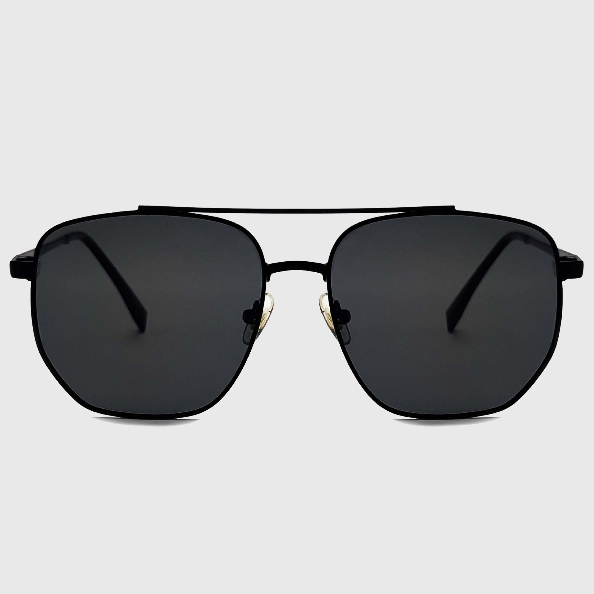 Anna-Kaci Women's Retro Square Aviator Sunglasses - Silver Frame with Black Lenses