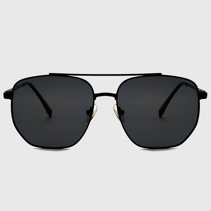 Anna-Kaci Women's Retro Square Aviator Sunglasses - Silver Frame with Black Lenses