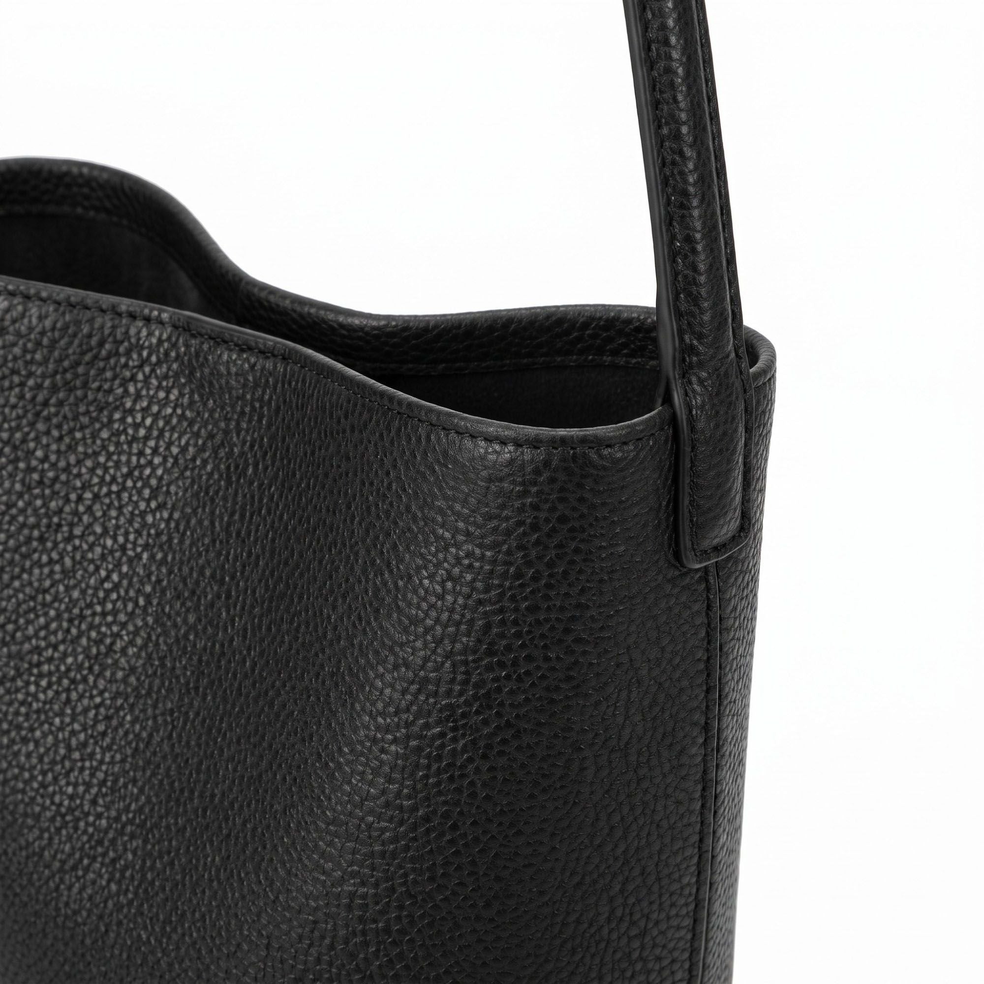 Textured Bucket Shoulder Bag with Long Strap and Soft Structured Silhouette 8.5x6.7x2.5in