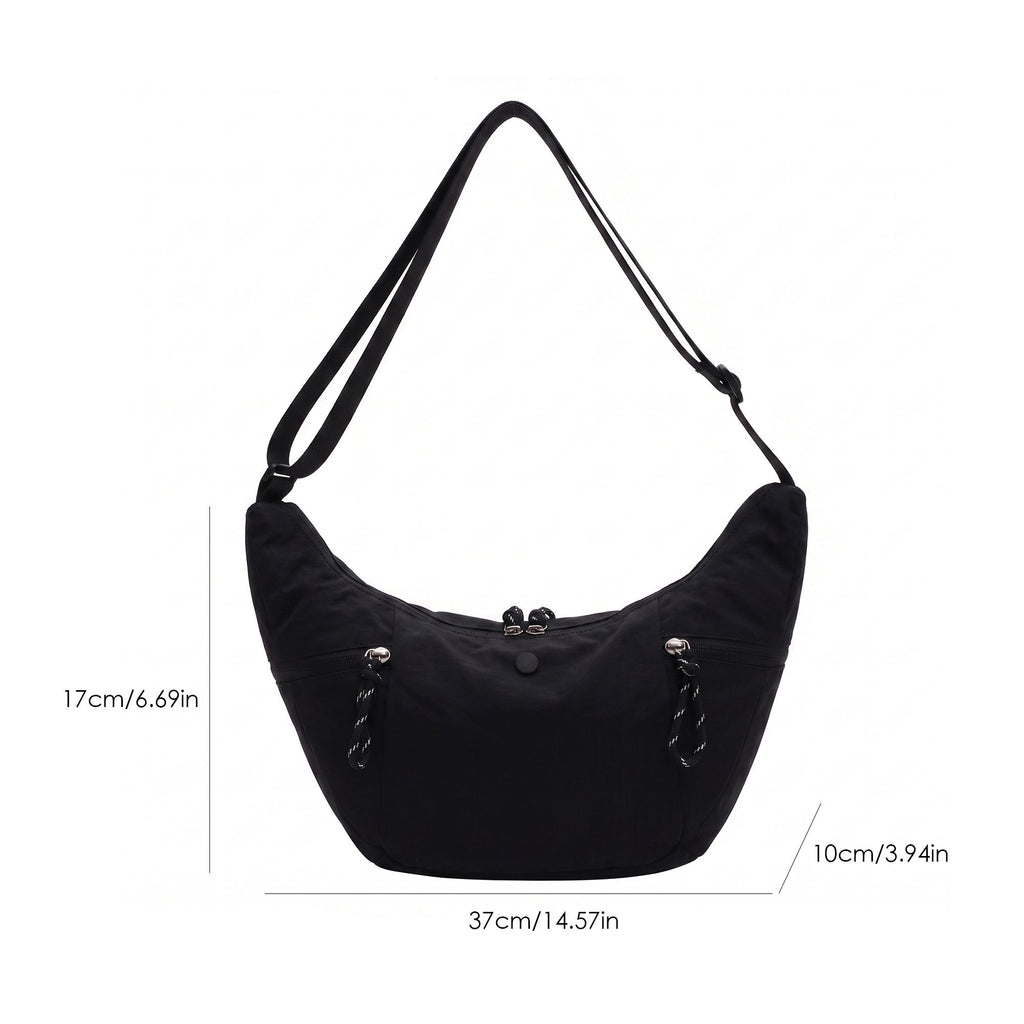 Lightweight Multi Pocket Crescent Crossbody Bag with Adjustable Strap