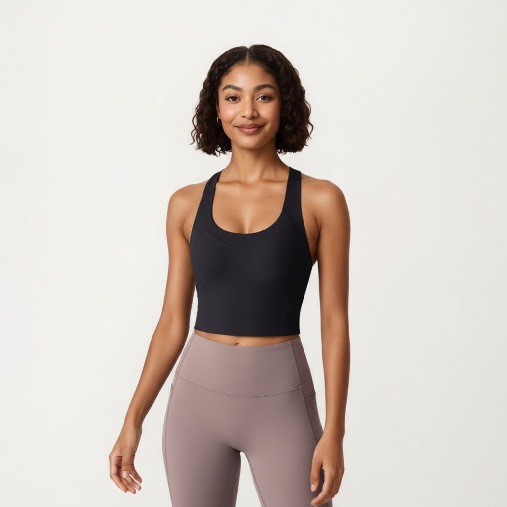 Anna-Kaci Active Women's Cross Back Sports Tank Top with Scoop Neckline and Wide Supportive Band