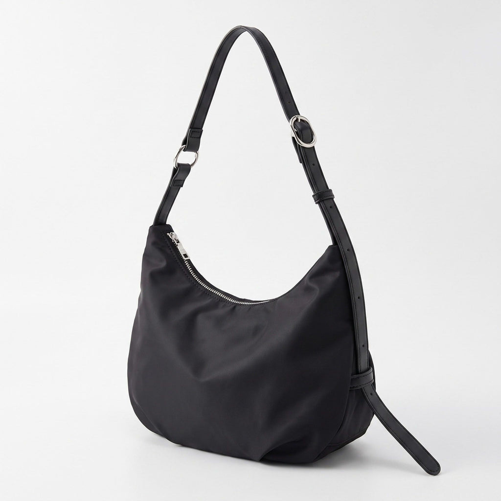 Soft Hobo Shoulder Bag with Adjustable Strap and Zip Closure