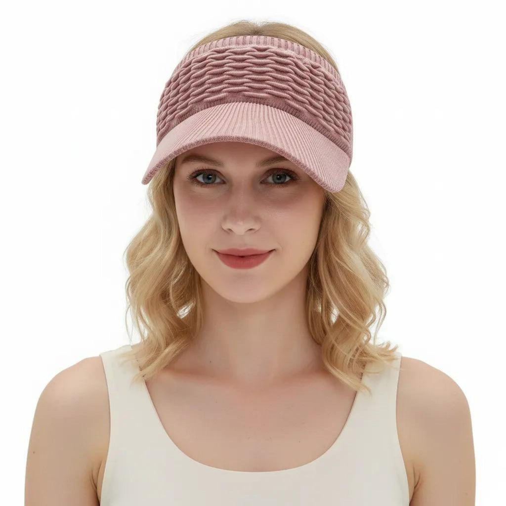 Women's Knit Visor Hat Breathable Stretch Sun Visor Cap Lightweight Athletic Hat