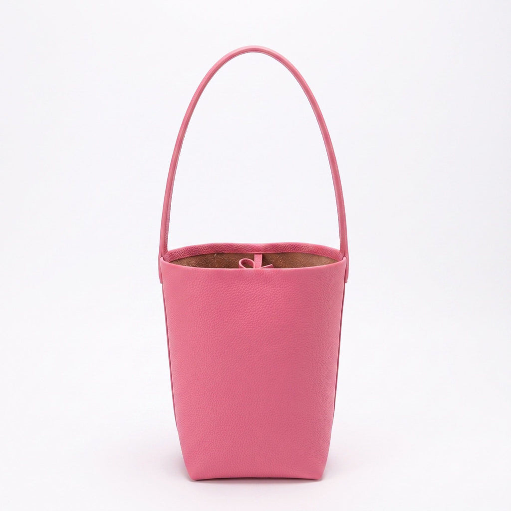 Textured Bucket Shoulder Bag with Long Strap and Soft Structured Silhouette 8.5x6.7x2.5in