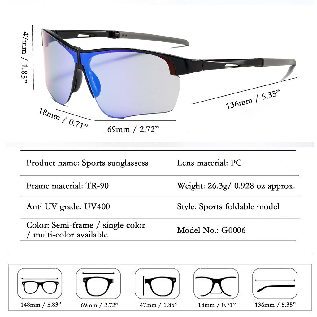 Anna-Kaci Active Women's Foldable Color-Changing UV-Protect Outdoor Sports Running Sunglasses