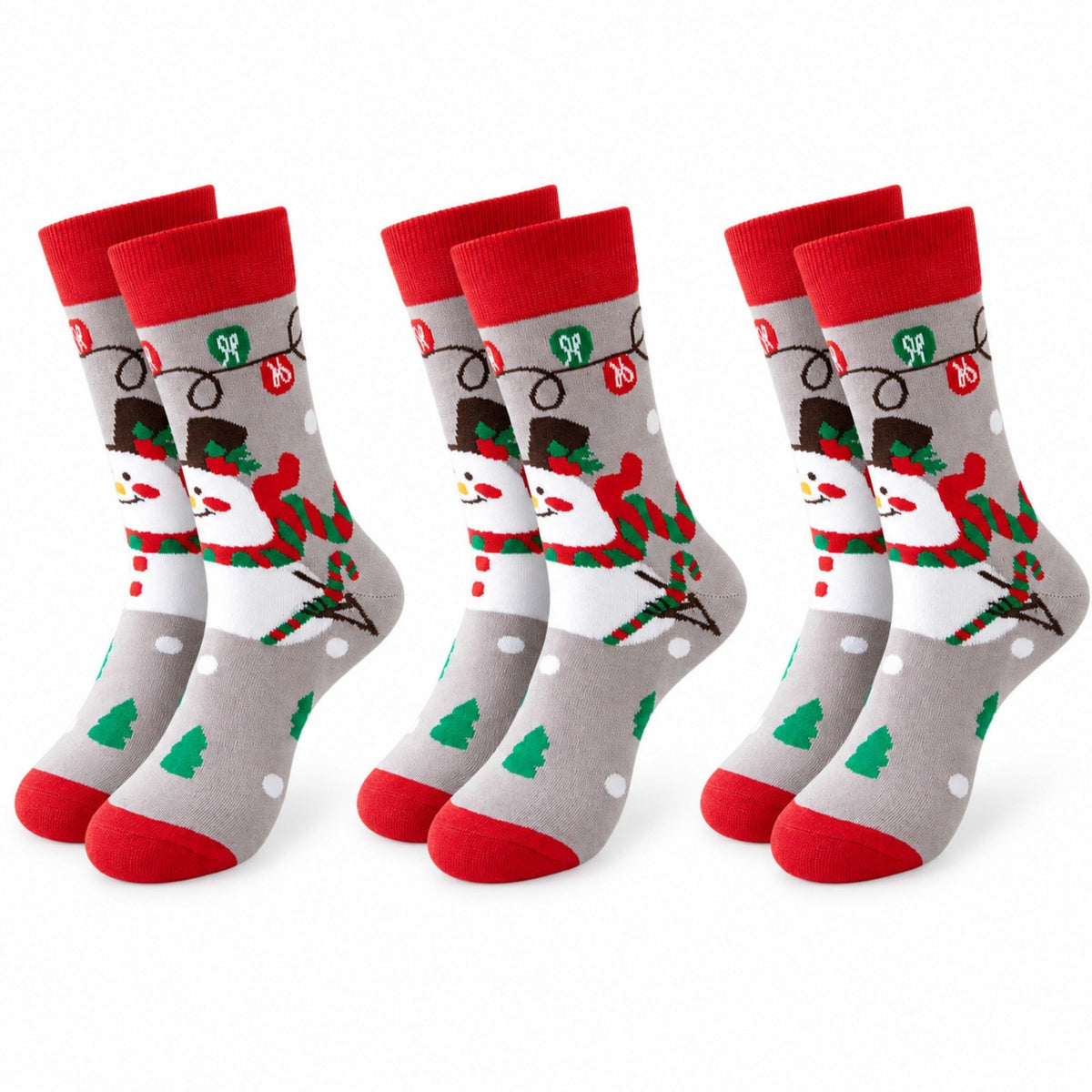 Holiday Novelty 3 Pack Crew Socks Assorted Festive Christmas Patterns
