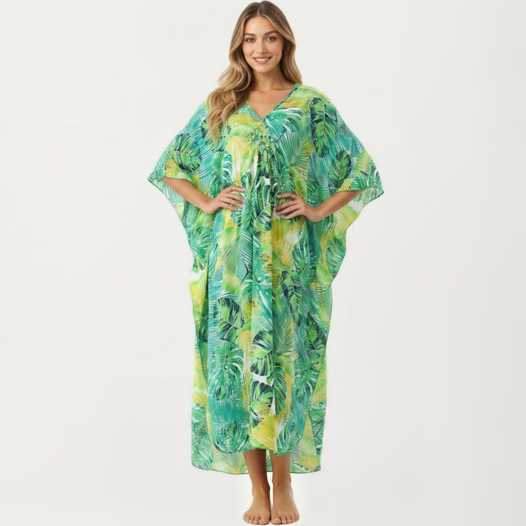 Anna-Kaci Women's Paisley Print Maxi Dress with V-Neckline Short Sleeves and Relaxed Flowing Silhouette