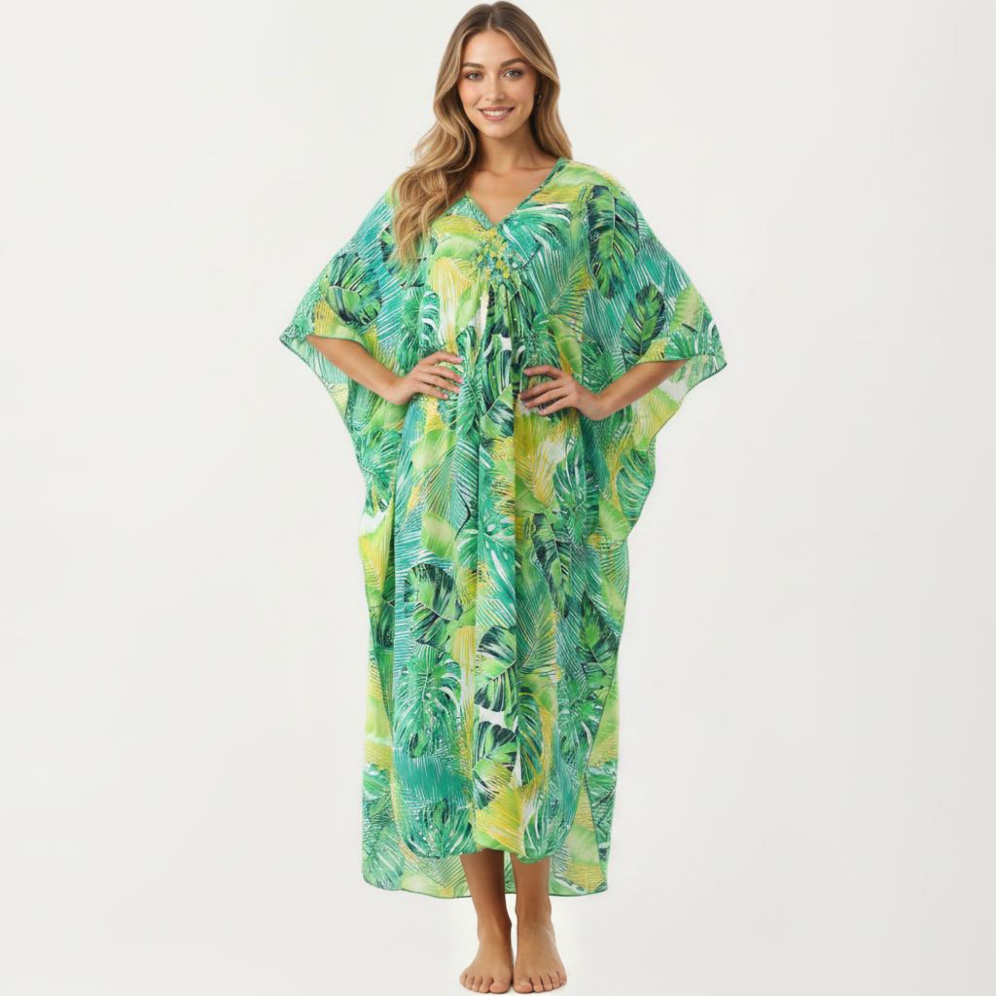 Anna-Kaci Women's Paisley Print Maxi Dress with V-Neckline Short Sleeves and Relaxed Flowing Silhouette