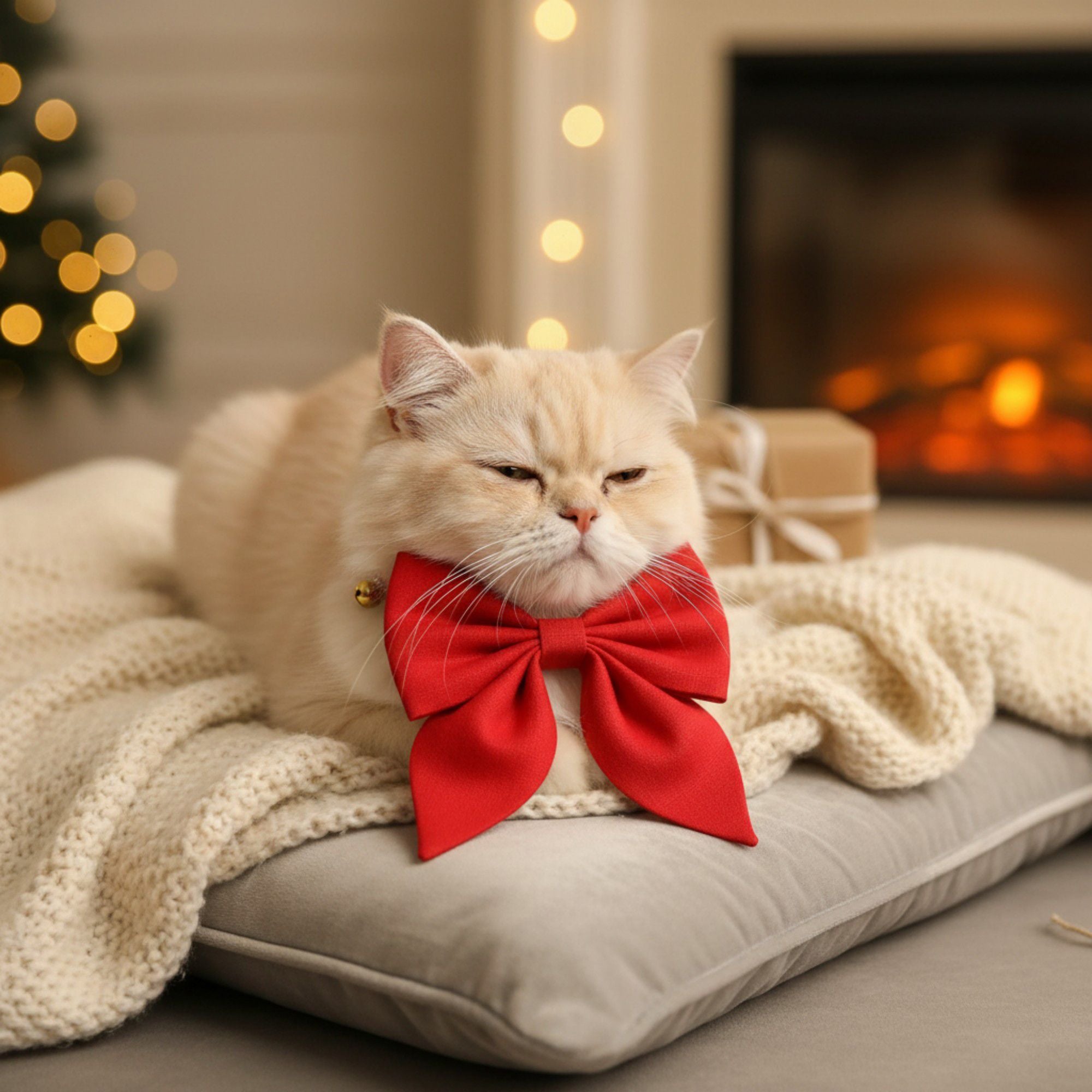 Pet Bow Collar Soft Adjustable Satin Bow Tie with Bell Detail Elegant Neck Accessory