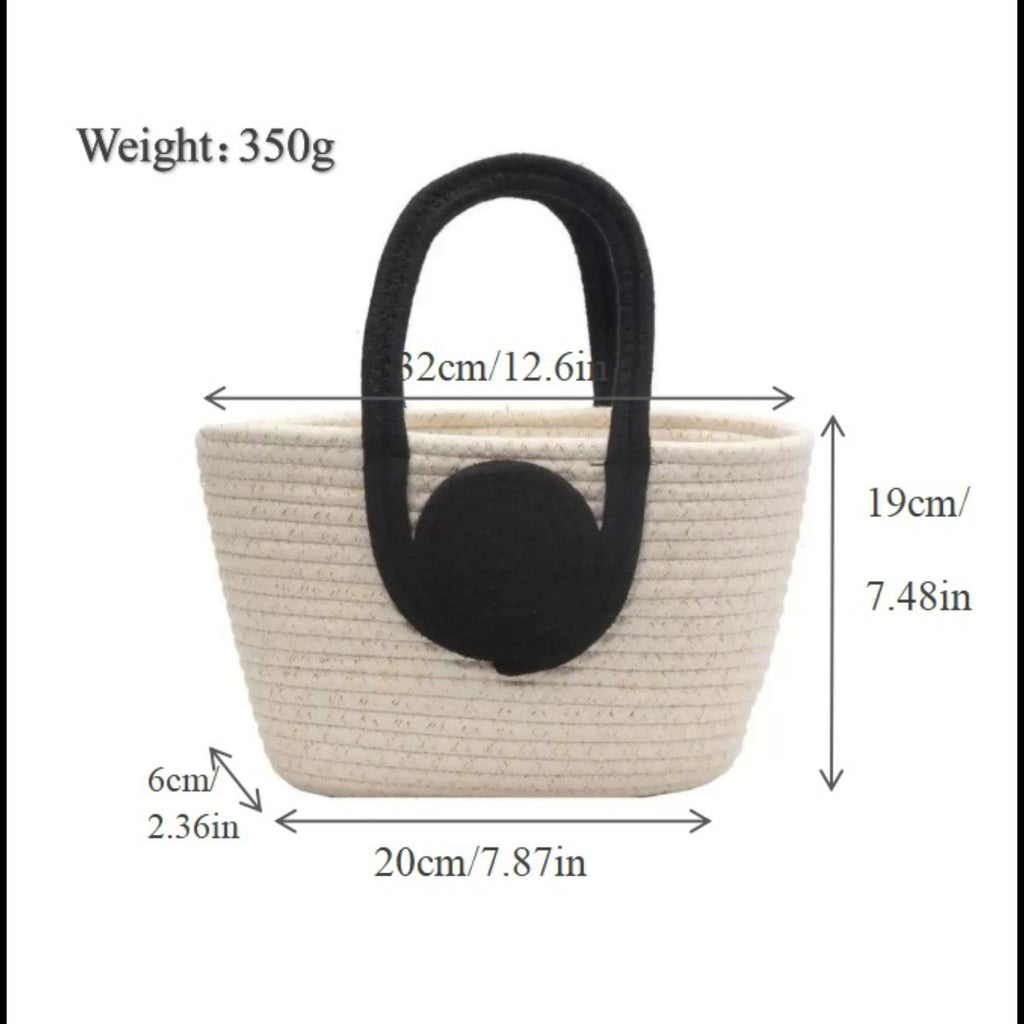 Woven Cotton Rope Handbag Open Top Handbag for Casual and Everyday Use