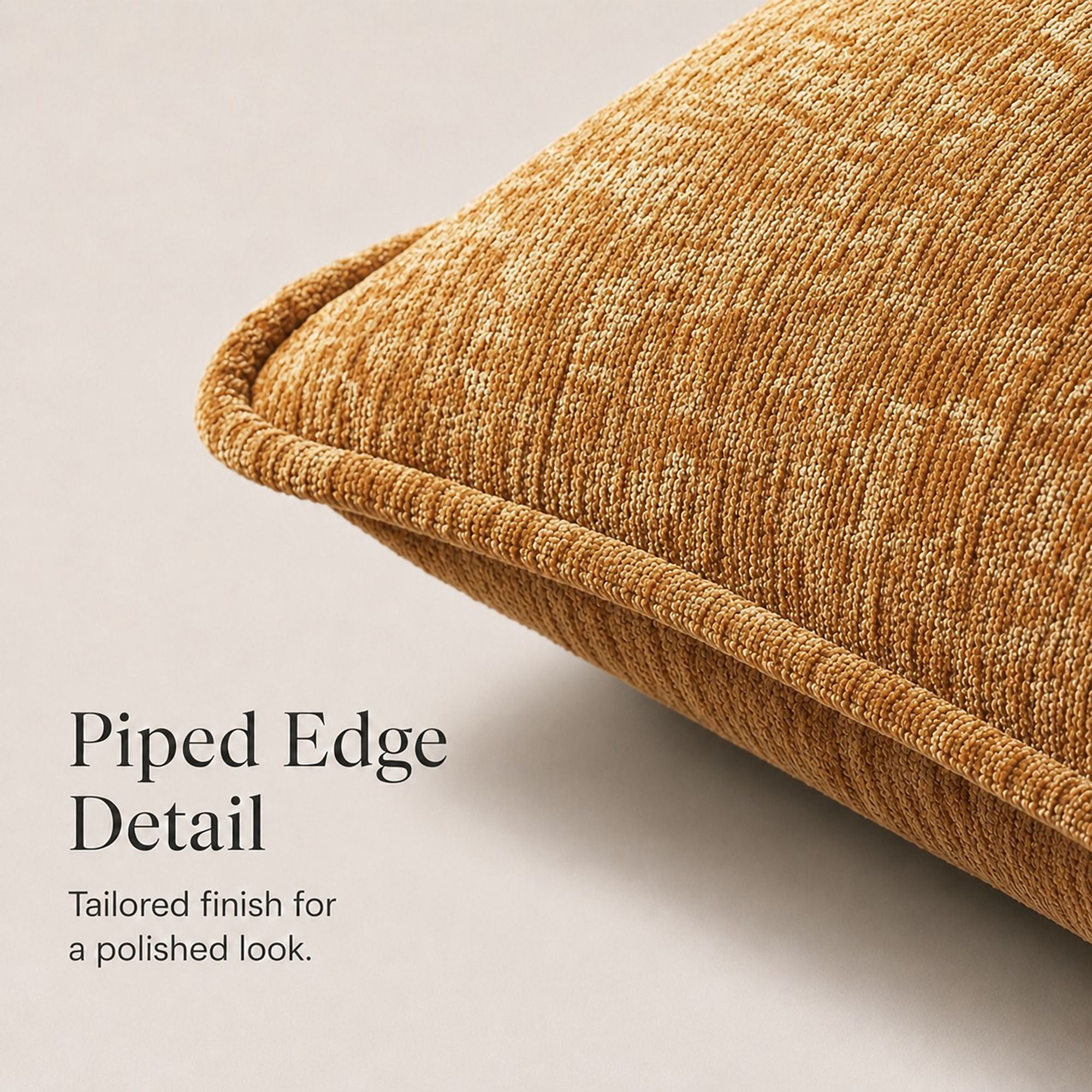 Textured Decorative Throw Pillow Cover Piped Edge Accent Cushion for Sofa Bed Chair