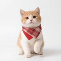 Pet Bandana Collar Soft Adjustable Double Layer Plaid Scarf with Button Closure for Cats and Dogs