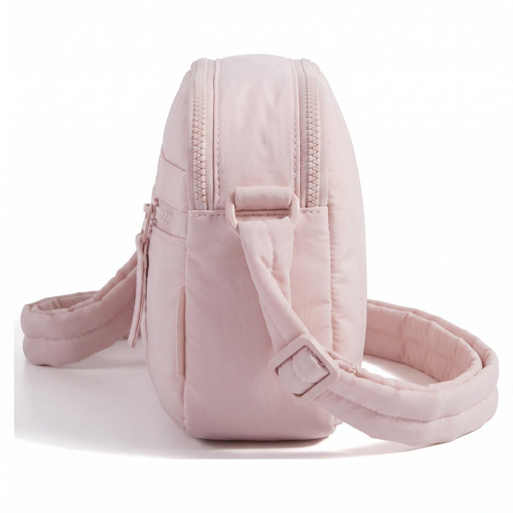 Padded Rectangular Crossbody Bag with Front Zip Pocket and Adjustable Padded Shoulder Strap 8.7x2.8x6.1in