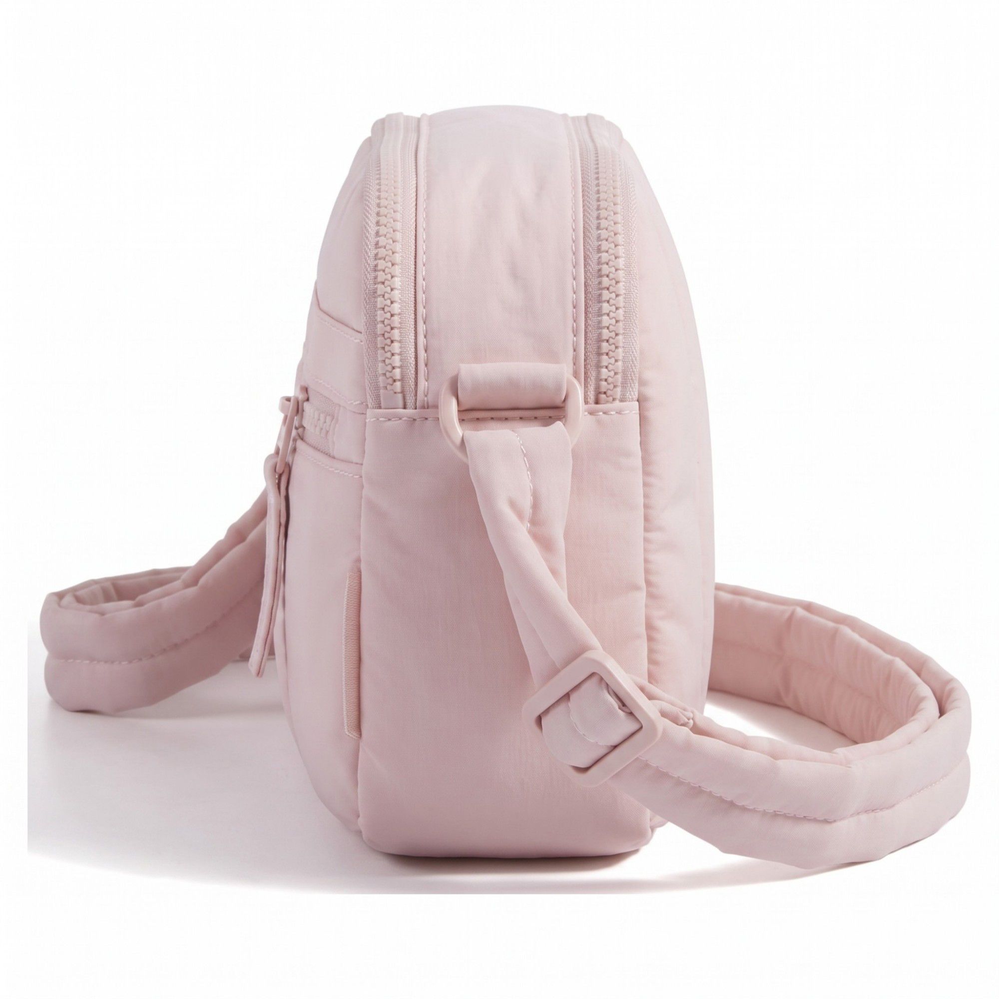 Padded Rectangular Crossbody Bag with Front Zip Pocket and Adjustable Padded Shoulder Strap 8.7x2.8x6.1in