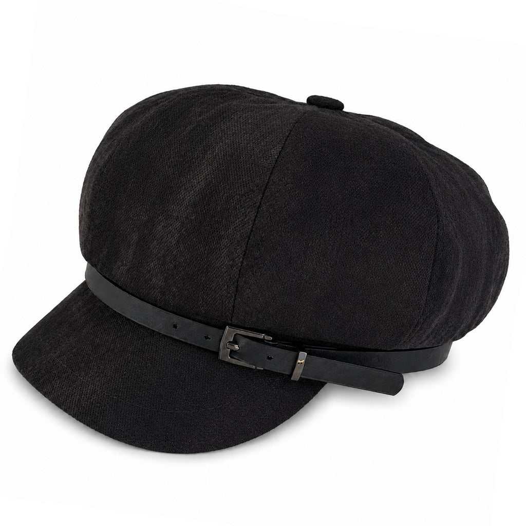 Faux Suede Newsboy Cap Vintage Baker Boy Hat With Buckle Band