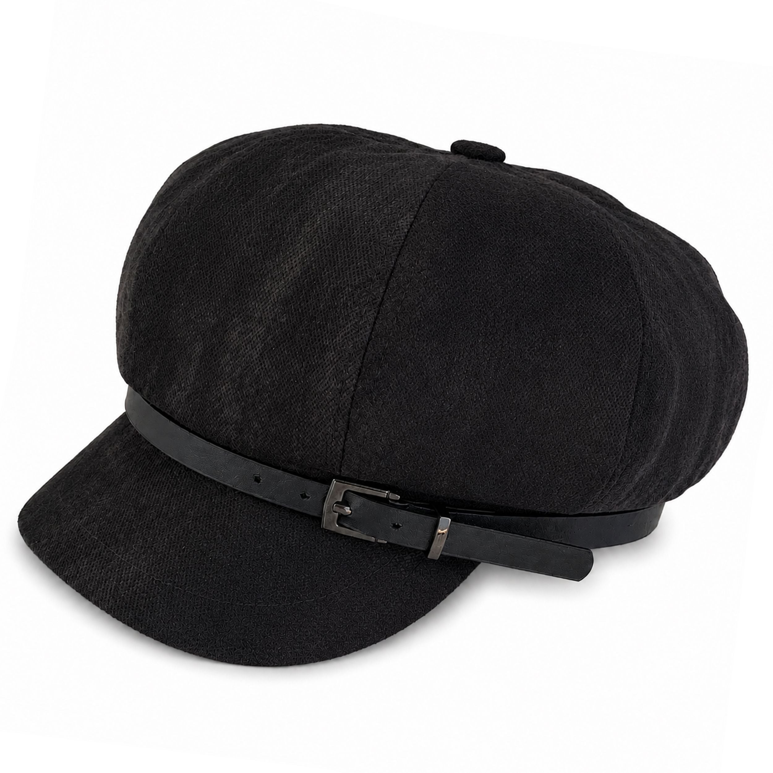 Faux Suede Newsboy Cap Vintage Baker Boy Hat With Buckle Band