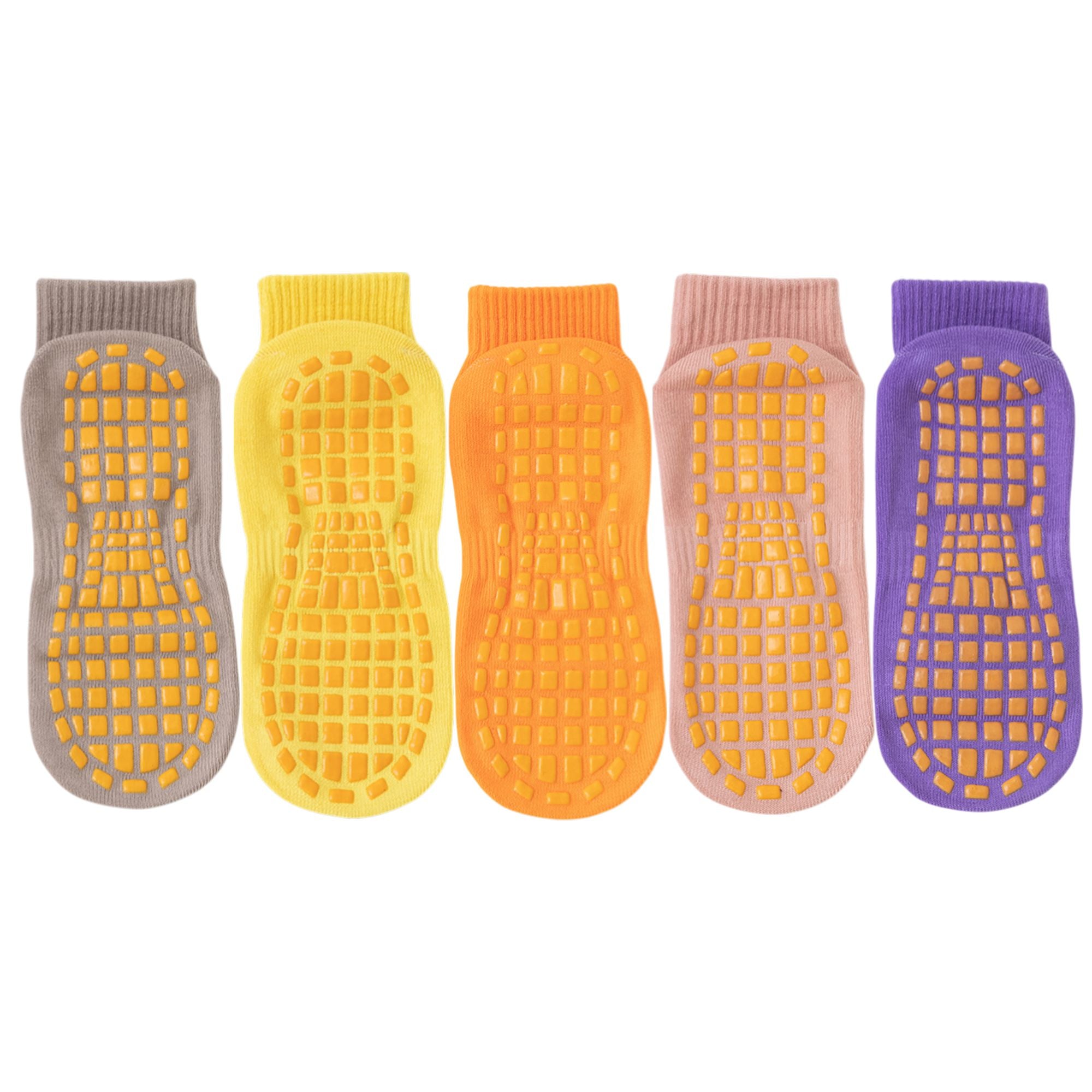 Anna-Kaci 5 Pairs Anti-Slip Grip Socks with PVC Bottom for Stability and Comfort in Multiple Color Options