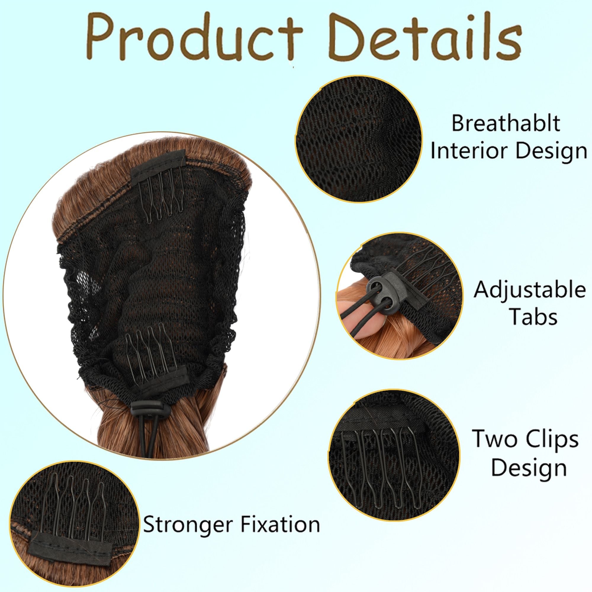24-Inch Long Fishtail Braid Ponytail Hair Extension Claw Jaw Braiding Ponytail Synthetic Hairpiece for Women