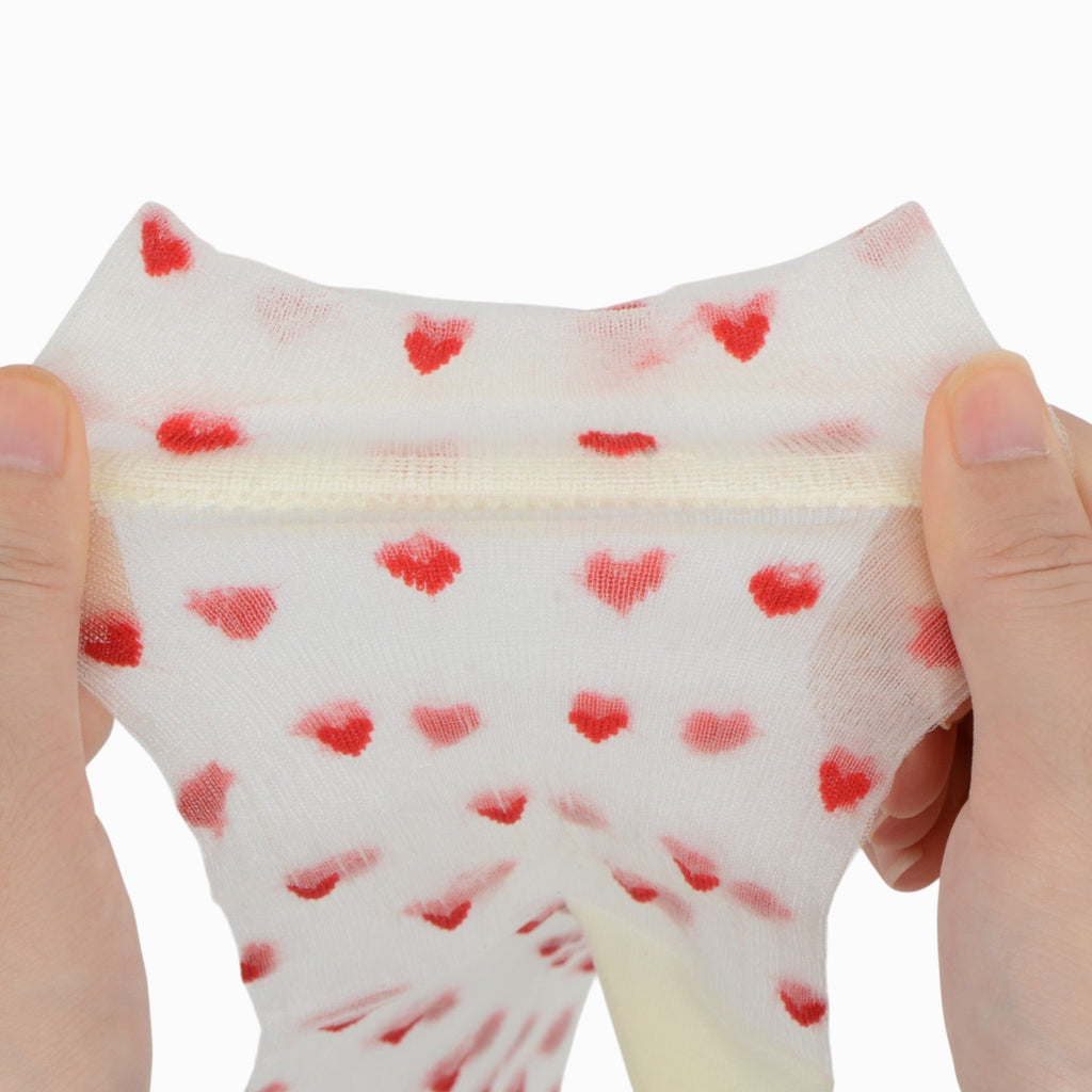Anna-Kaci Women's Sheer Crew Socks with Flocked Heart Pattern and Reinforced Toe and Heel 2-Pack