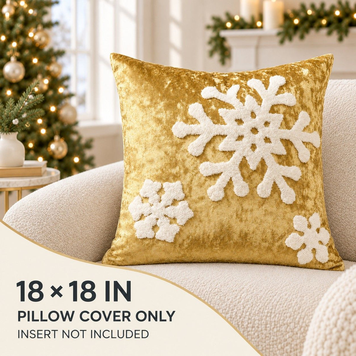 Christmas Tufted Snowflake Throw Pillow Cover 18 x 18 Inch Holiday Decor