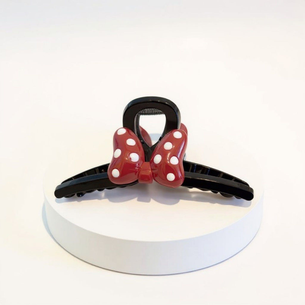 Anna-Kaci 2pcs Bow Hair Claw Clip with Polka Dot Design and Strong Grip 6in