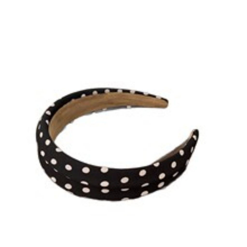 Polka Dot Padded Headband with Smooth Fabric Finish and Retro Style