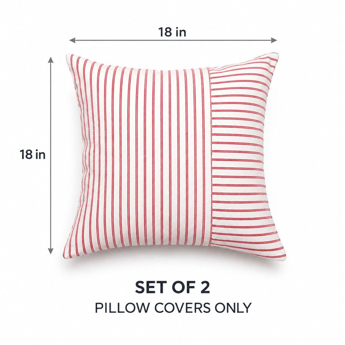 2 Pack Striped Textured Throw Pillow Covers 18 x 18 Inch for Couch Sofa and Bed