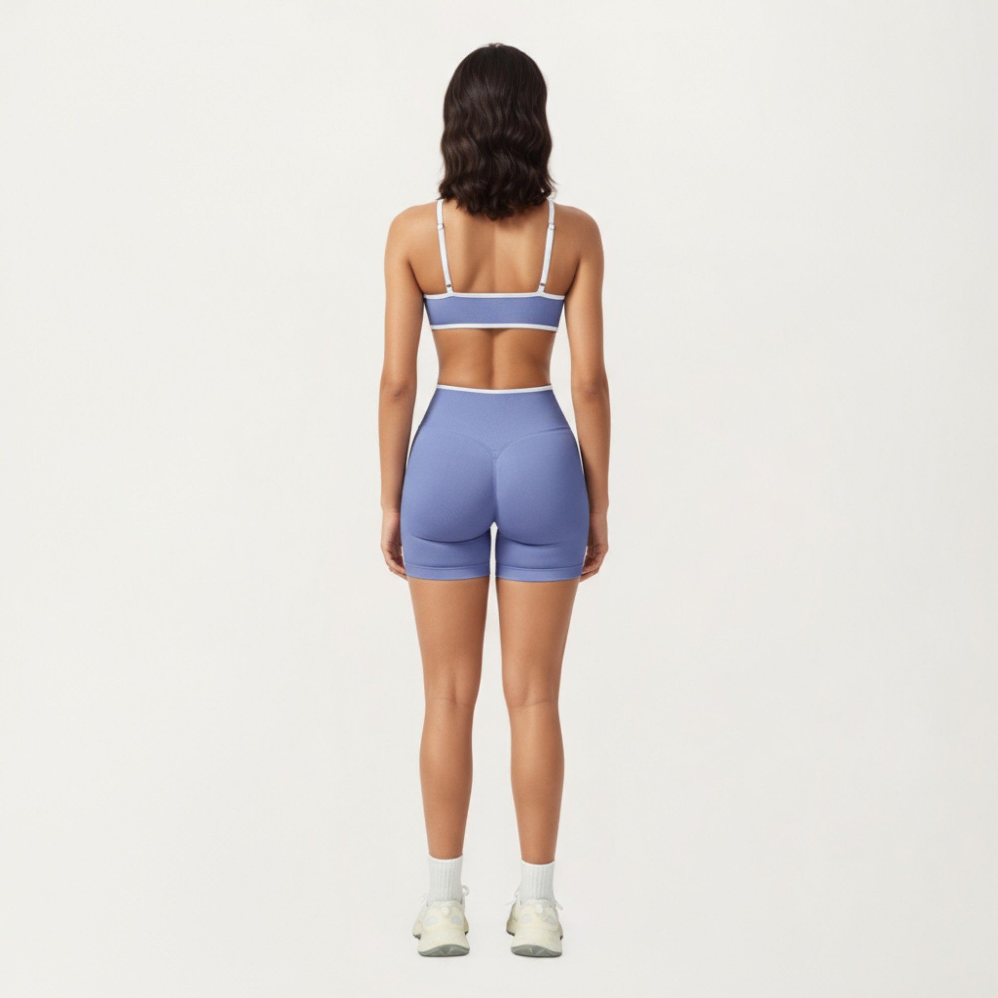 Anna-Kaci Active Women's Contrast Trim Scoop Neck Sports Bra with Adjustable Spaghetti Straps