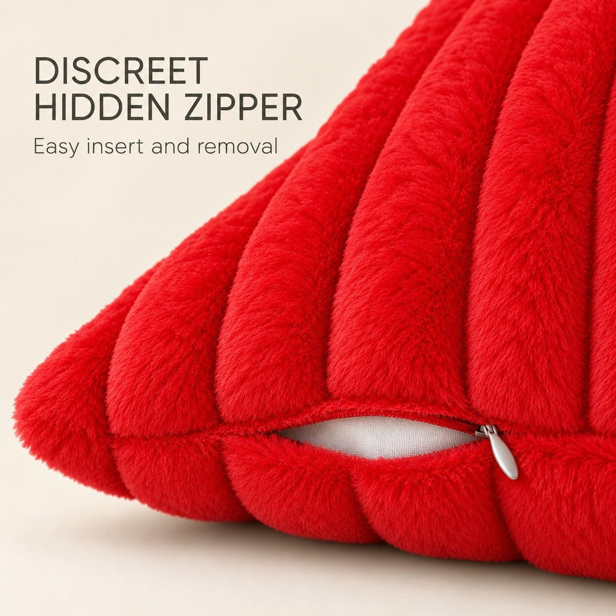 Double Sided Plush Corduroy Throw Pillow Cover 18 x 18 Inch Wide Stripe Texture