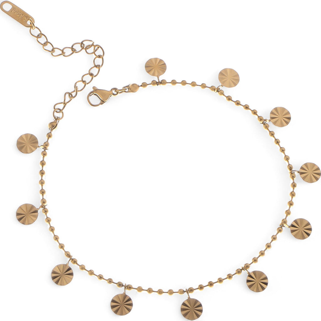 Women's Dainty Charm Disc Fashion Bracelet with Adjustable Chain