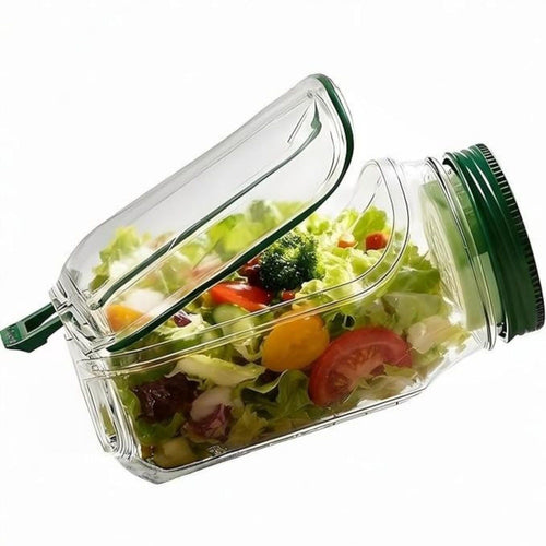 Anna-Kaci 2pcs Portable Salad Container with Leak Resistant Lid and Built In Fork for On the Go Meals 4x7.5x3.5in