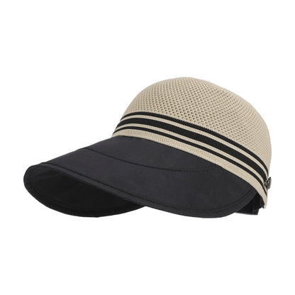 Anna-Kaci Breathable Mesh Sun Visor Cap with Ponytail Slot Adjustable Strap and Wide Brim for Outdoor Hiking and Summer Travel