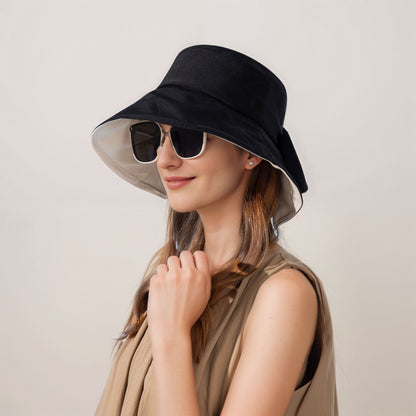 Anna-Kaci Wide Brim Bucket Hat Back Bow Detail for Sun Protection and Stylish Summer Looks