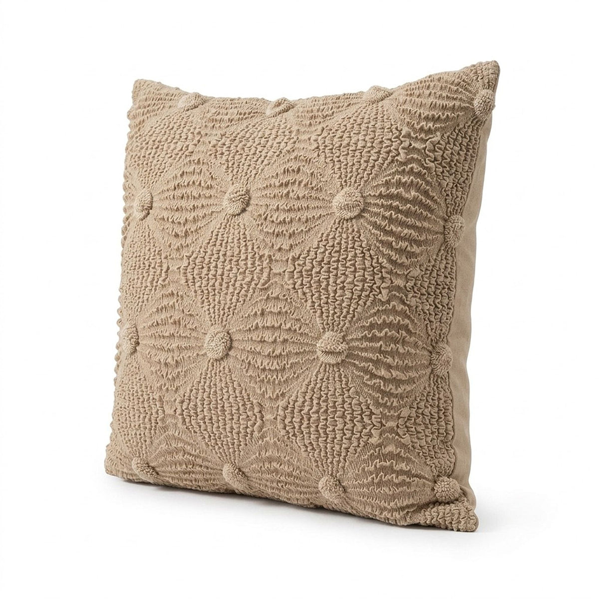 Textured Smocked Decorative Throw Pillow Cover for Home Decor 17.7 x 17.7in