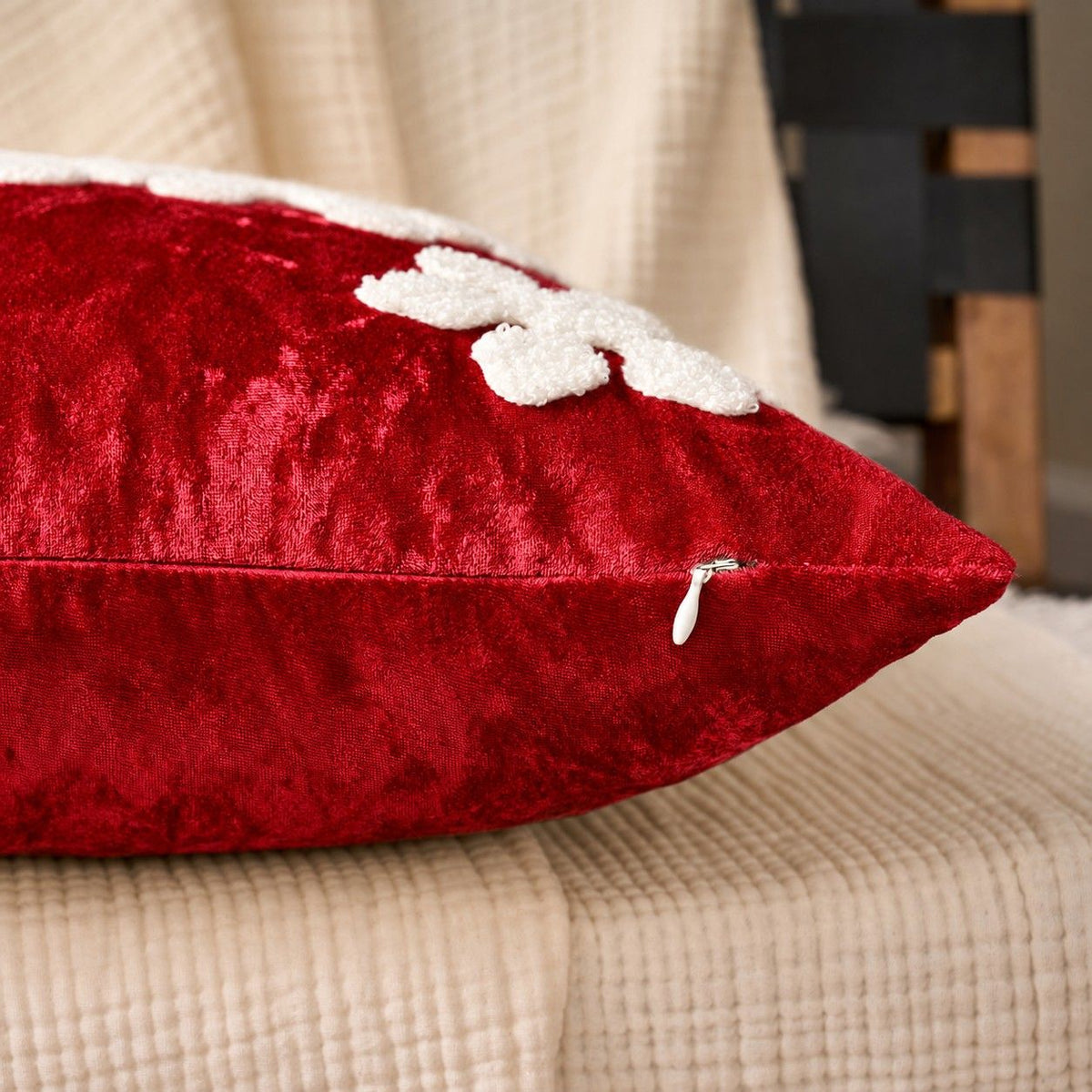 Christmas Tufted Snowflake Throw Pillow Cover 18 x 18 Inch Holiday Decor