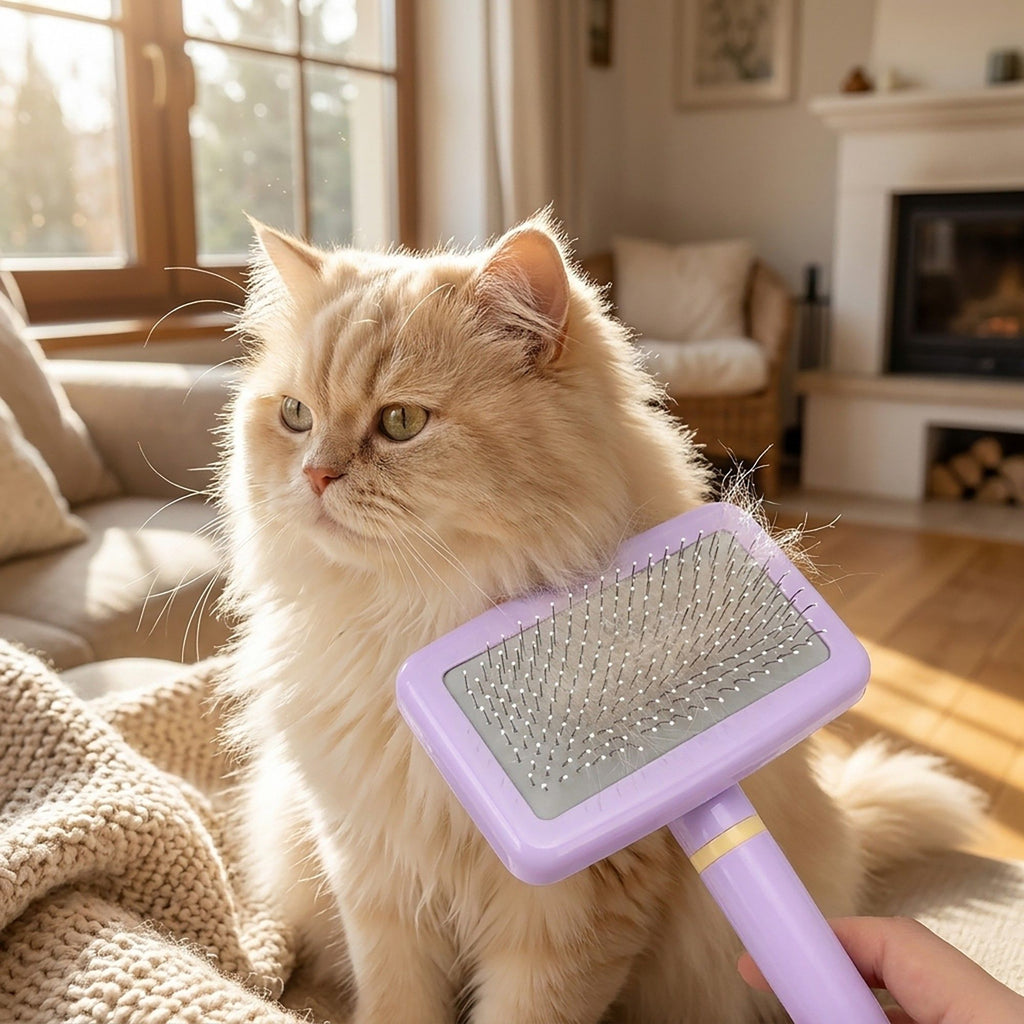 Pet Slicker Brush for Dogs and Cats with Comfortable Handle and Fine Bristles Grooming Tool