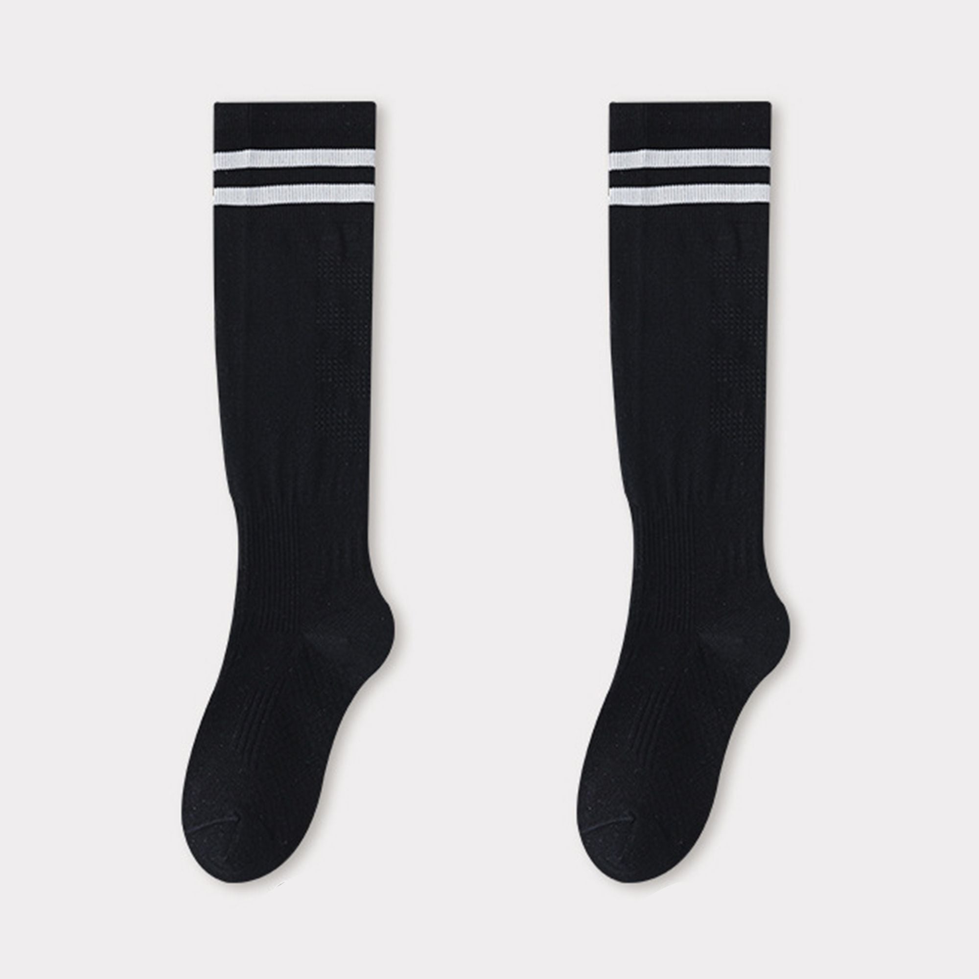 Anna-Kaci 2-Pair Knee-High Athletic Compression Socks with Breathable Mesh and Stripe Design