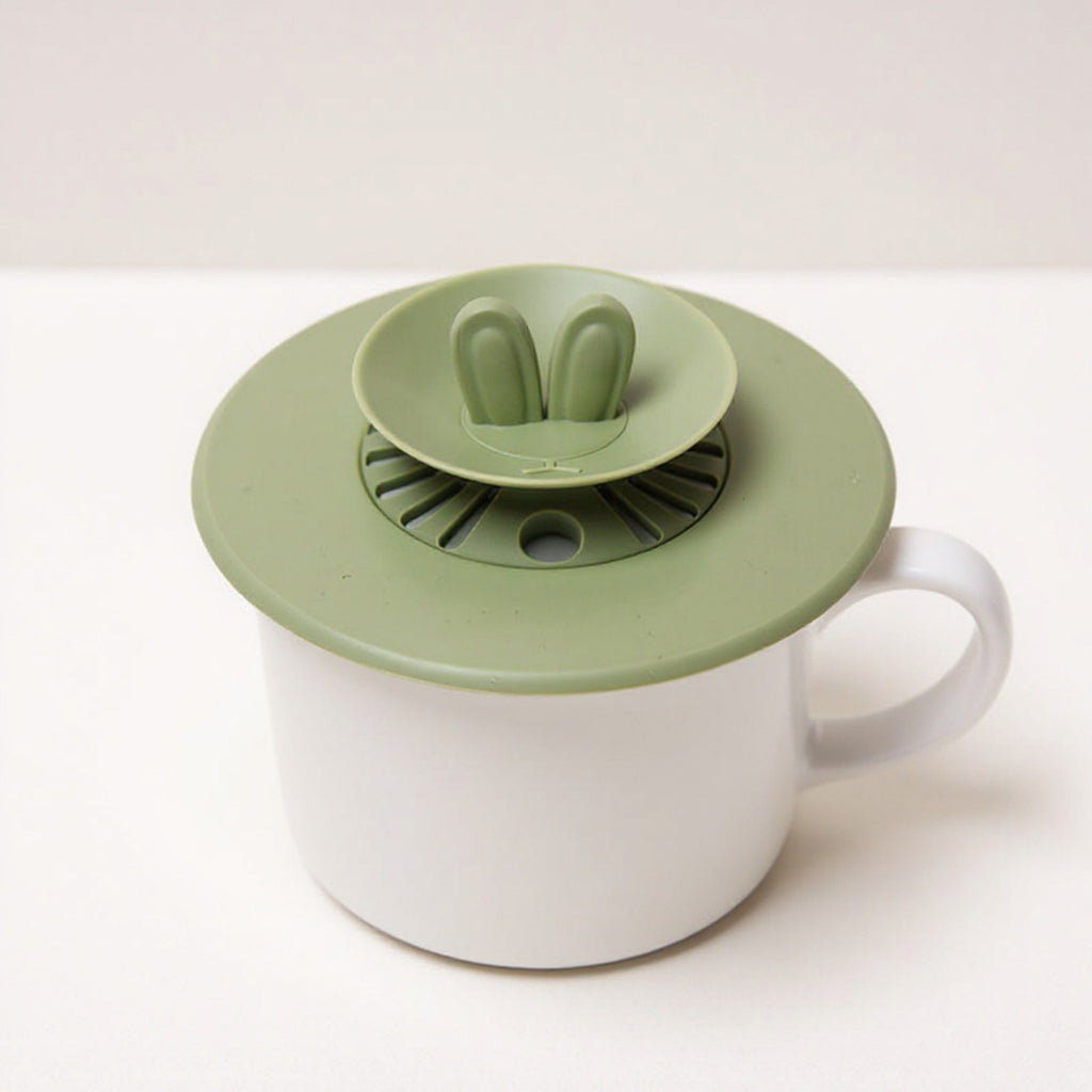 Anna-Kaci 4pcs per Set Silicone Bunny Ear Cup Lid Dustproof Insulated Drink Cover with Pop Up Vent Seal 4.6x0.7in