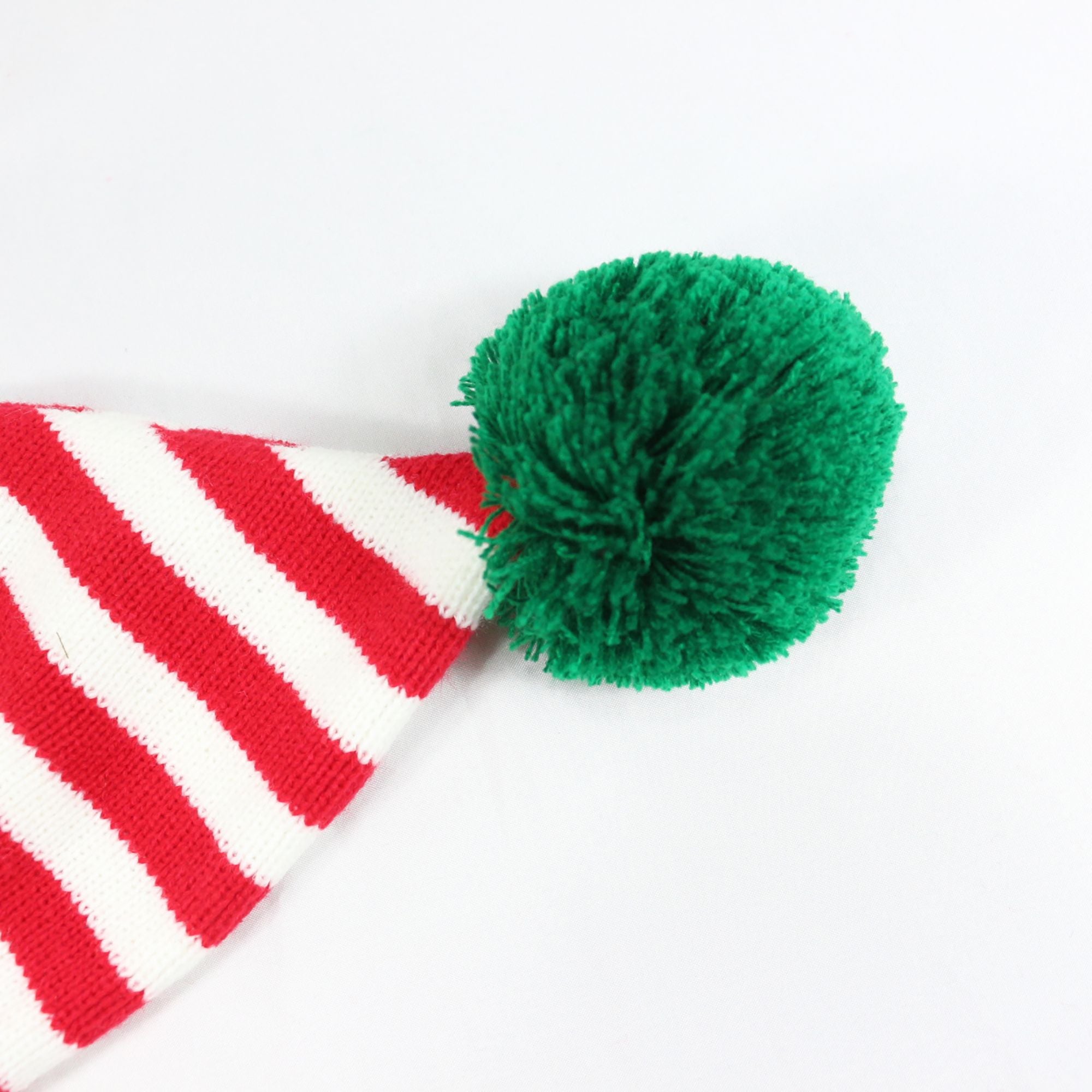 Anna-Kaci Women's Christmas Elf Striped Knit Hat Striped Beanie with Pom-Pom & Elf Ears for Holiday Parties & Festive Decor