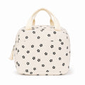 Floral Corduroy Insulated Lunch Tote Bag with Front Pocket and Zip Closure