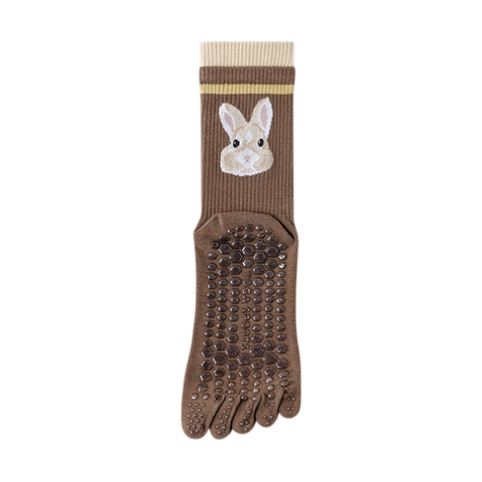 Anna-Kaci 1 Pair Animal Face Toe Socks with Anti-Slip Grip Bottom and Cartoon Embroidery