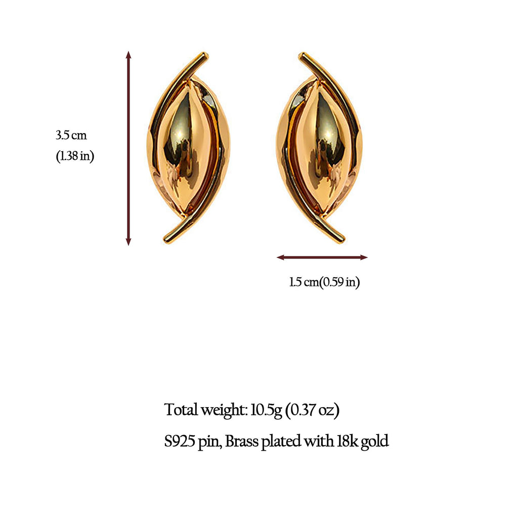 Women's 3D Oval Statement Earrings with 925 Silver Needles