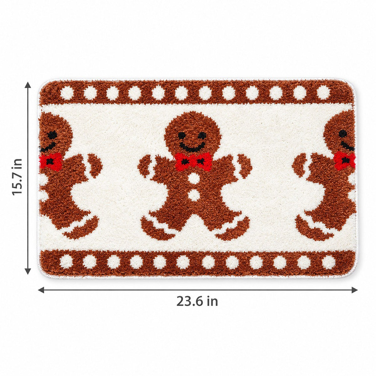 Christmas Gingerbread and Reindeer Tufted Bath Rug with Nonslip Backing 15.7 x 23.6 in