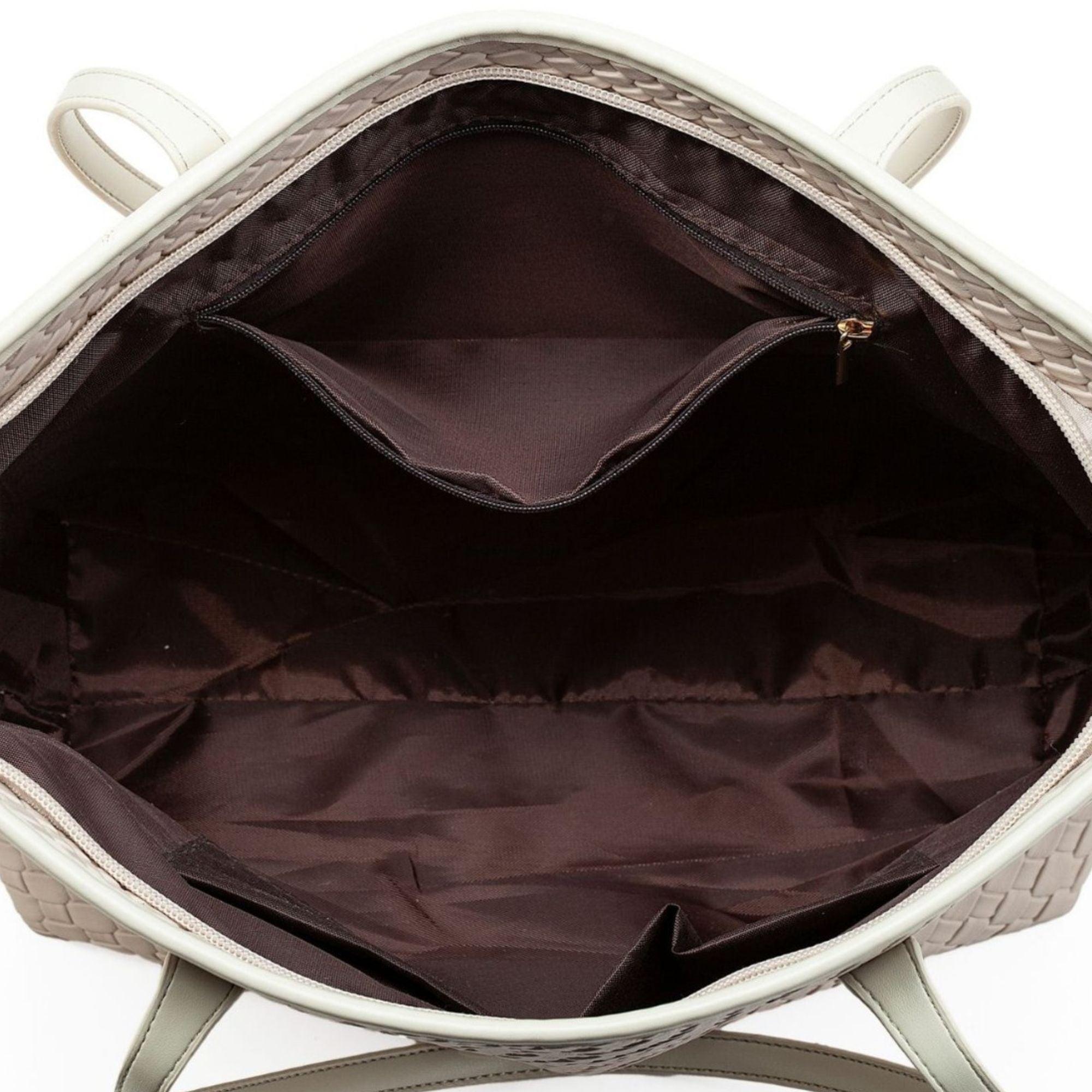 Woven Tote Bag Large Shoulder Handbag with Zipper Closure and Interior Pocket