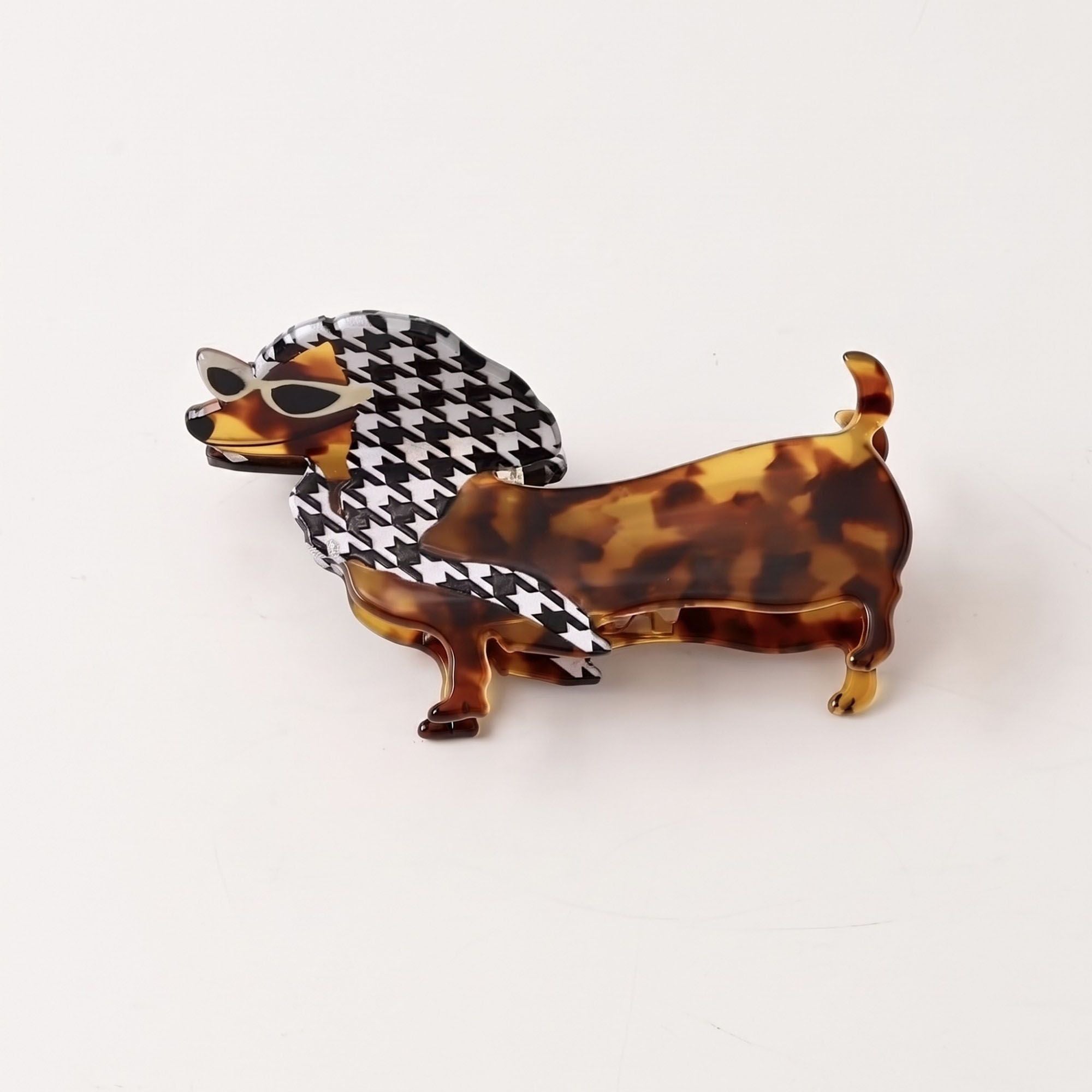 3pc Dachshund Dog Hair Claw Clip Set Tortoiseshell Pattern Hair Accessories